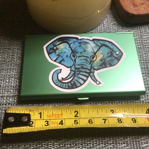 #48ele 🐘Elephant Green Metallic Business Card Holder🐘 - Picture 10 of 14